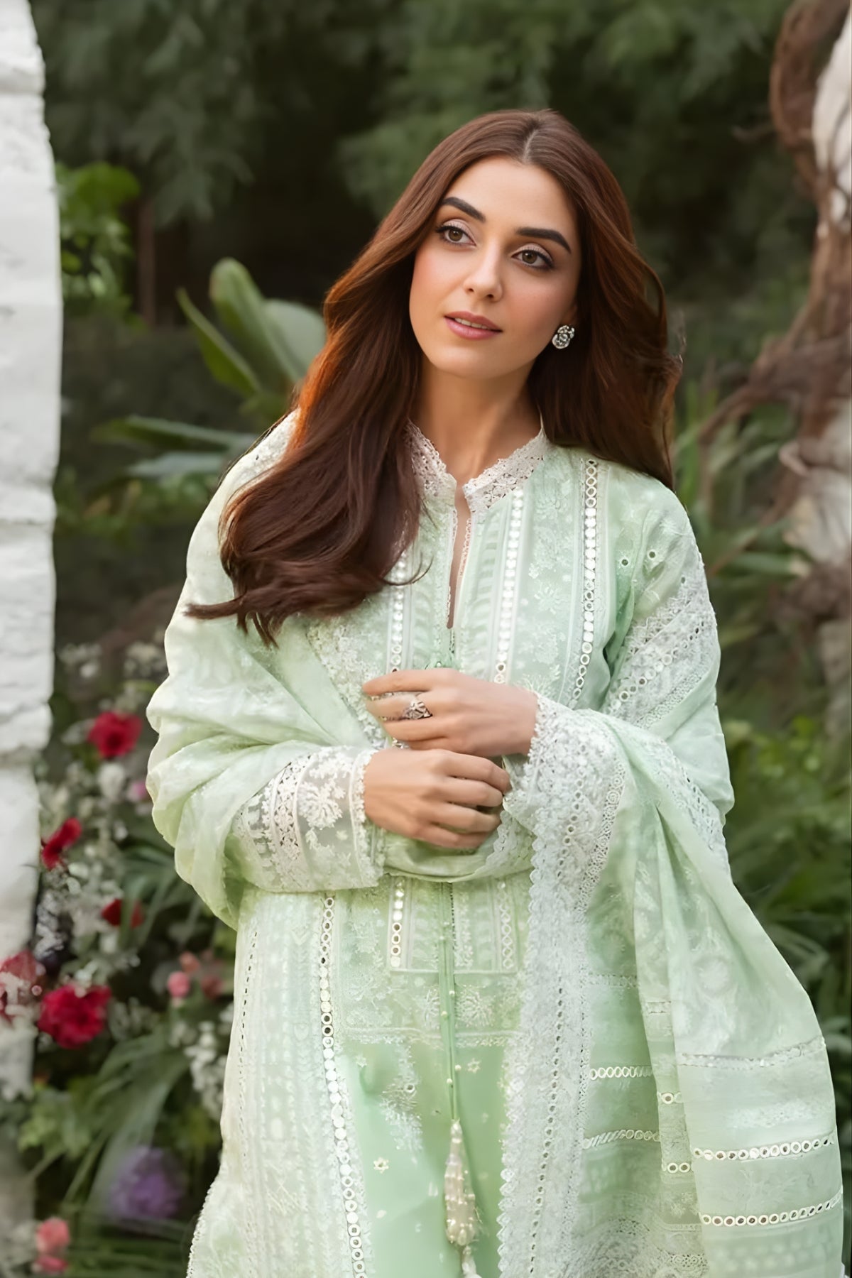 Sobia Nazir - 3PC Lawn Embroidered Shirt with Embroidered Chiffon Dupatta (Unstitched)