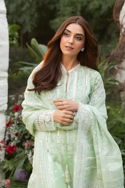 Sobia Nazir - 3PC Lawn Embroidered Shirt with Embroidered Chiffon Dupatta (Unstitched)