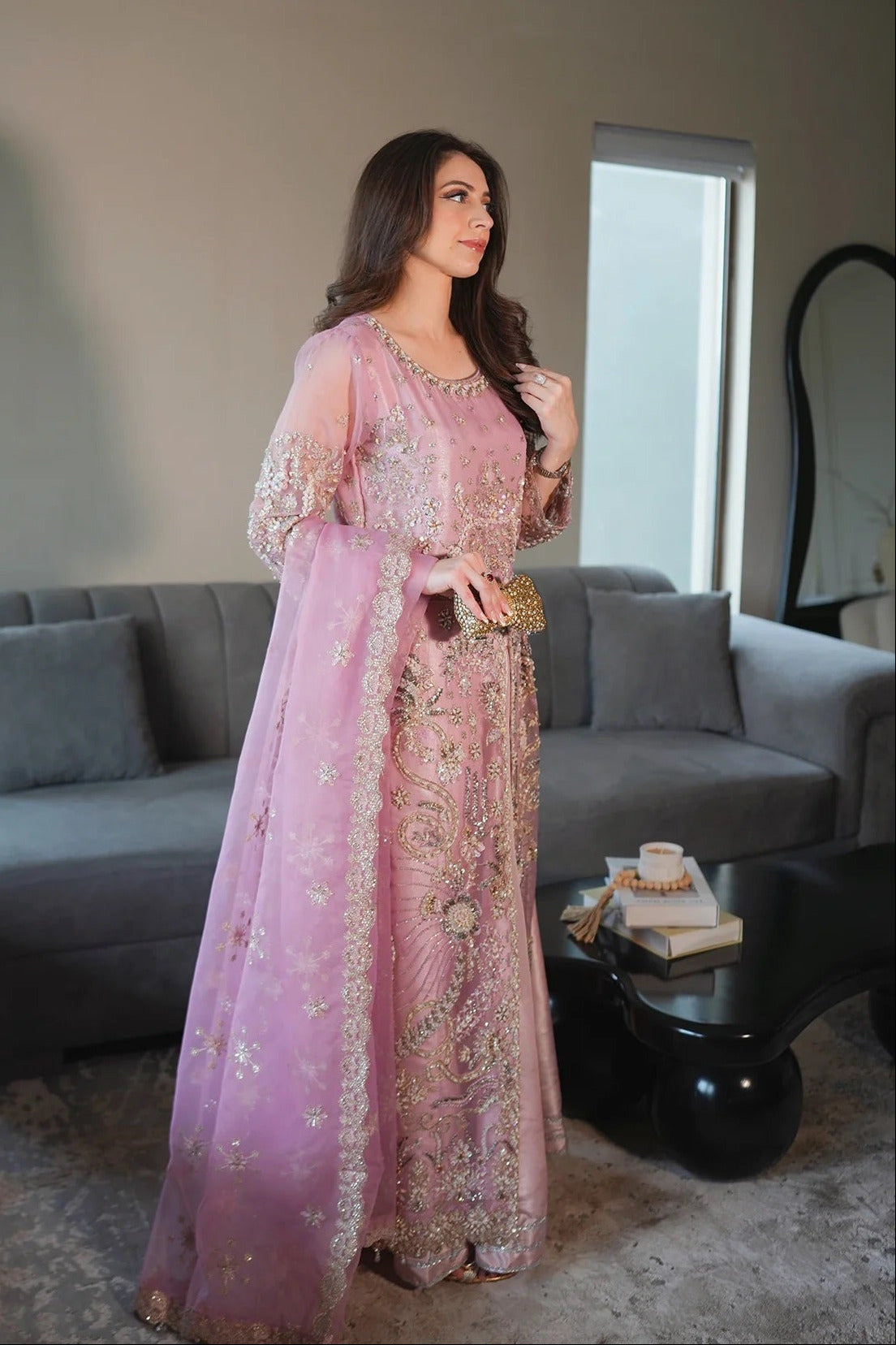 Emran Kashif Luxury Organza Embroidered 3Pc Unstitched Suit - Petal Grace