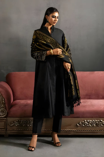 Sapphire - 3PC Unstitched Khaddar Sequence Embroidered Shirt with Digital Printed Dupatta and Trouser