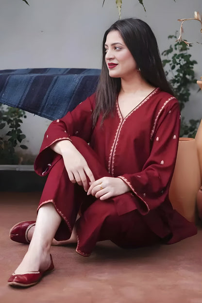 Aisling - 3PC Unstitched Dhanak Embroidered Shirt with Dhanak Embroidered Dupatta and Trouser