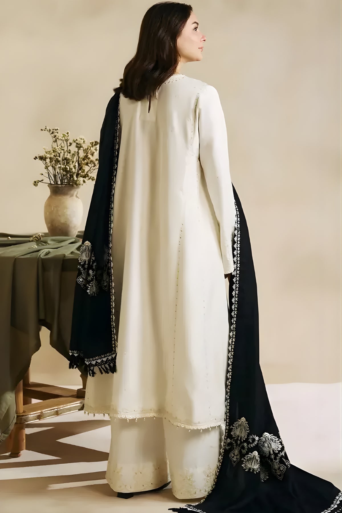 Zara Shah Jahan - 3PC Unstitched Dhanak Sequence Embroidered Shirt with Sequence Embroidered Dupatta and Trousers