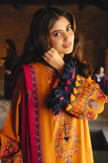 Sapphire - 3PC Khaddar Embroidered Shirt with Digitally Printed Dupatta (Unstitched)