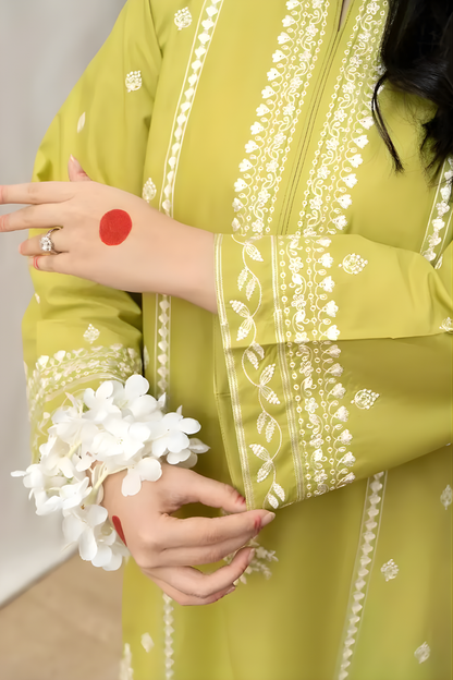 Urge - 3PC Unstitched Dhanak Embroidered Shirt with Digital Printed Dupatta and Embroidered Trouser