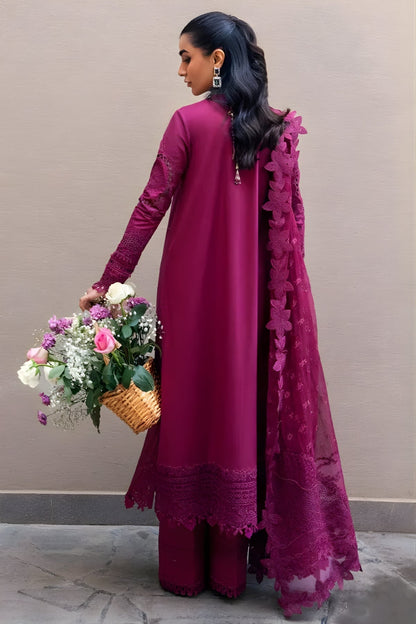 Qalamkar 3PC Lawn Embroidered Shirt with Embroidered Slub Net Dupatta (Unstitched)
