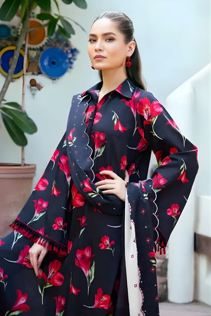 Baroque - 3PC Khaddar Digital Printed Shirt with Khaddar Printed Shawl (Unstitched)