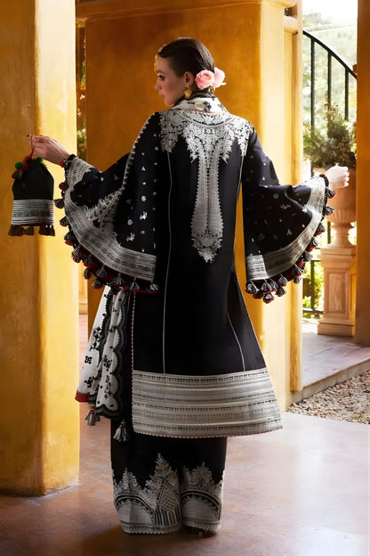 Hussain Rehar - 3PC Lawn Embroidered Shirt with Embroidered Slub Net Dupatta (Unstitched)