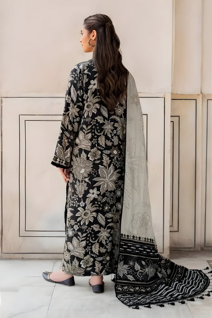 Baroque - 3PC Unstitched Printed Khaddar Shirt with Printed Khaddar Dupatta and Same Printed Trouser