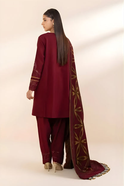 Sapphire - 3PC Unstitched Khaddar Embroidered Shirt with Digital Printed Dupatta and Trouser