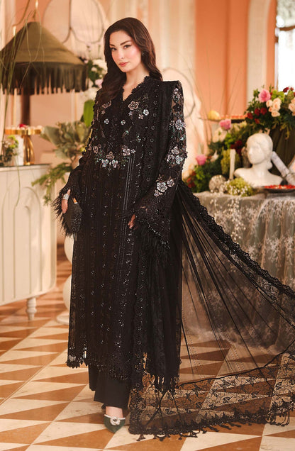 Maria.B Luxury Pure Chiffon Embroidered 3 Pc Unstitched Saree