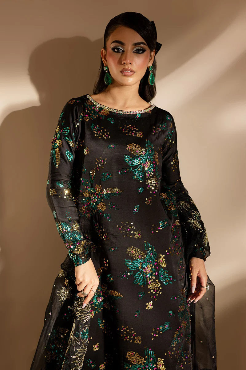 Nureh Luxury Raw Silk 3 Piece Unsticthed - Golden Star Dust
