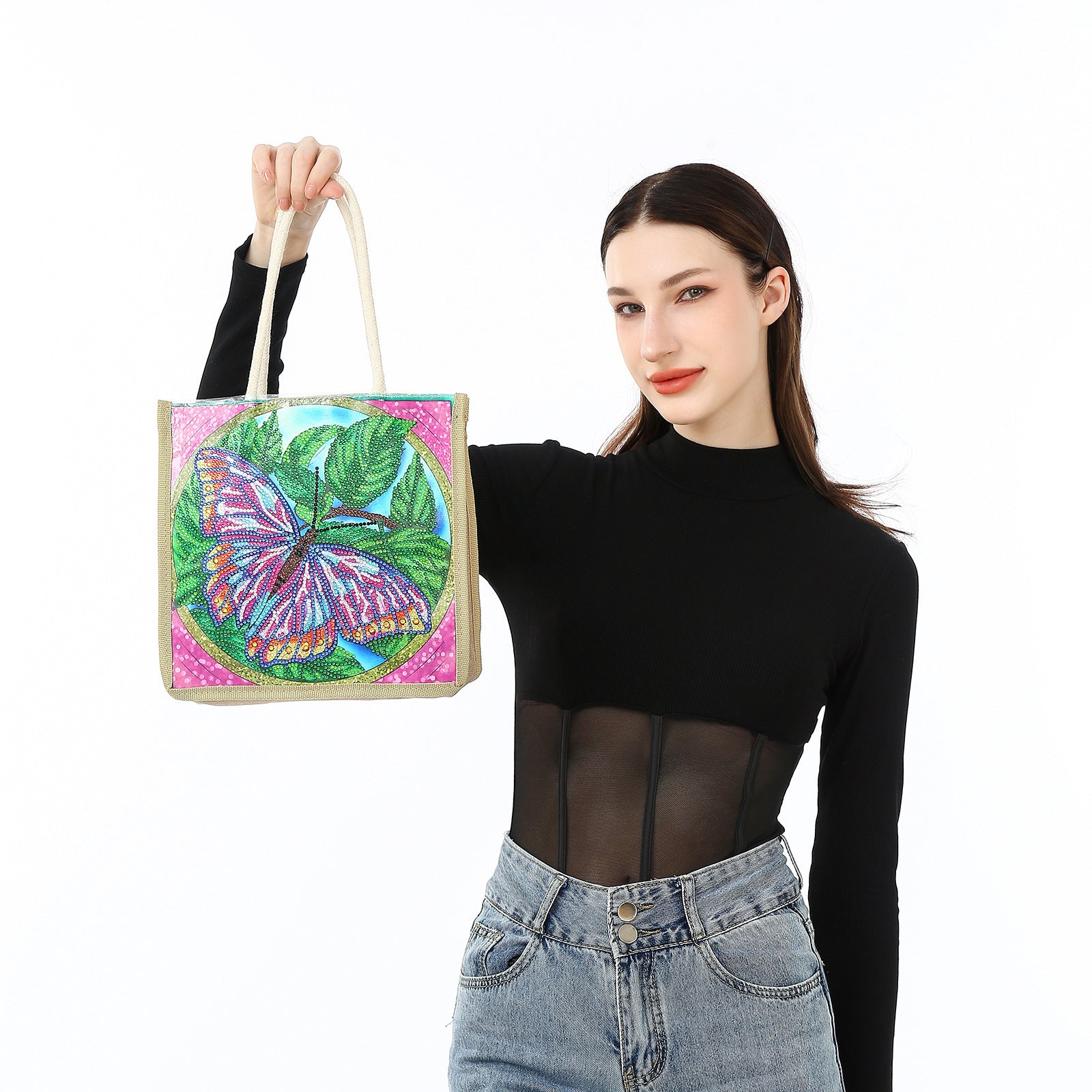 5d Diamond Painting Stick-on Crystals Bright Crystal Tote Bag