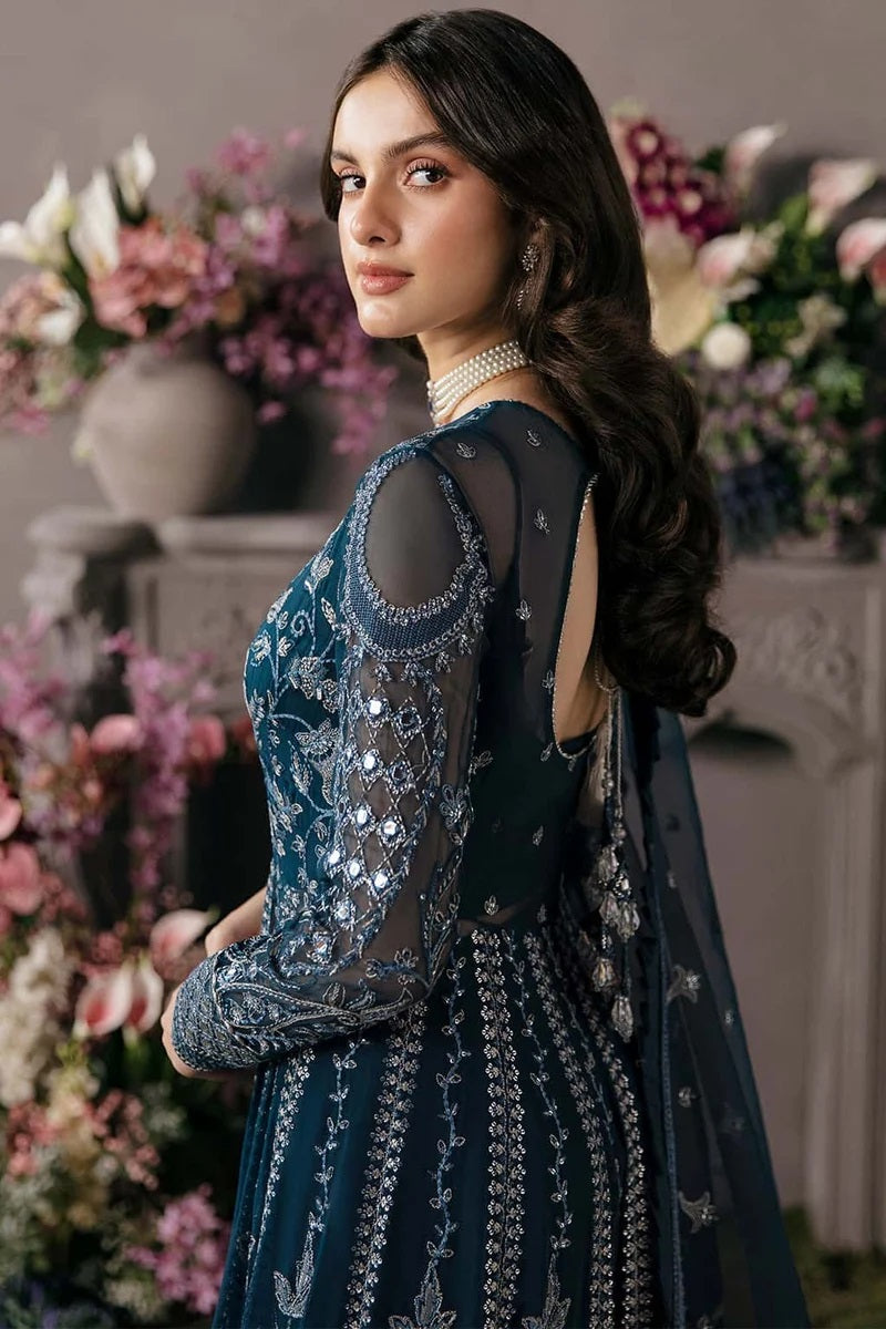 Afrozeh Luxury Organza Embroidered 3Pc Unstitched Suit Yale