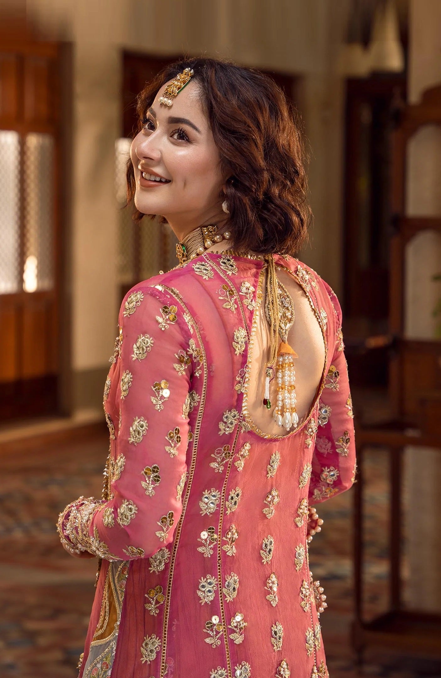 Crimson Luxury Organza Embroidered 3Pc Unstitched Suit Mehndi Galore