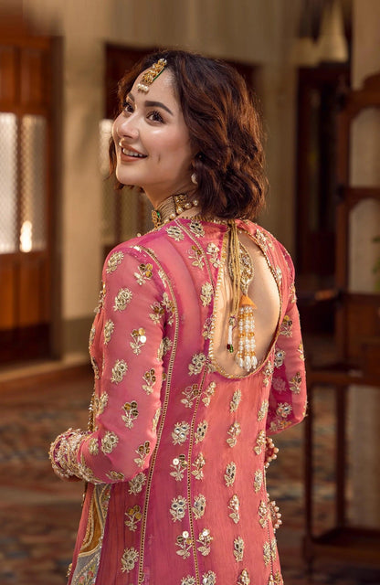 Crimson Luxury Organza Embroidered 3Pc Unstitched Suit Mehndi Galore