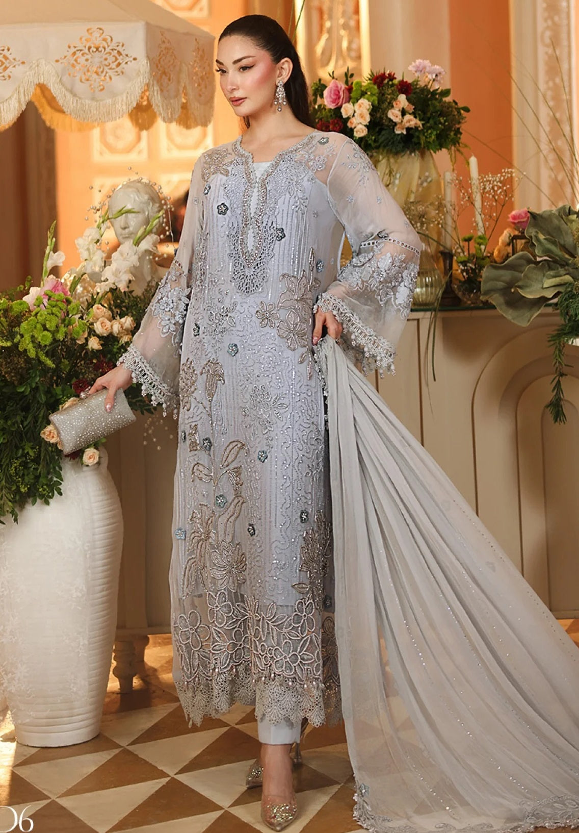 Maria.B Royale Tea Affair - Luxury Embroidered Pure Chifon Unstitched 3Pc Suit