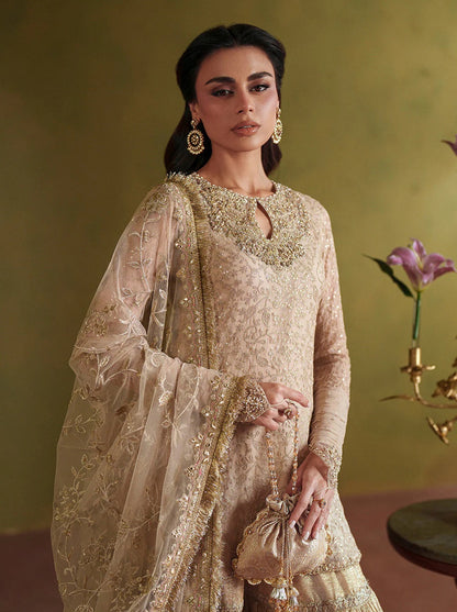 Faiza Saqlain Luxury Chiffon Embroidered 3Pc Unstitched Suit - Asfoureh