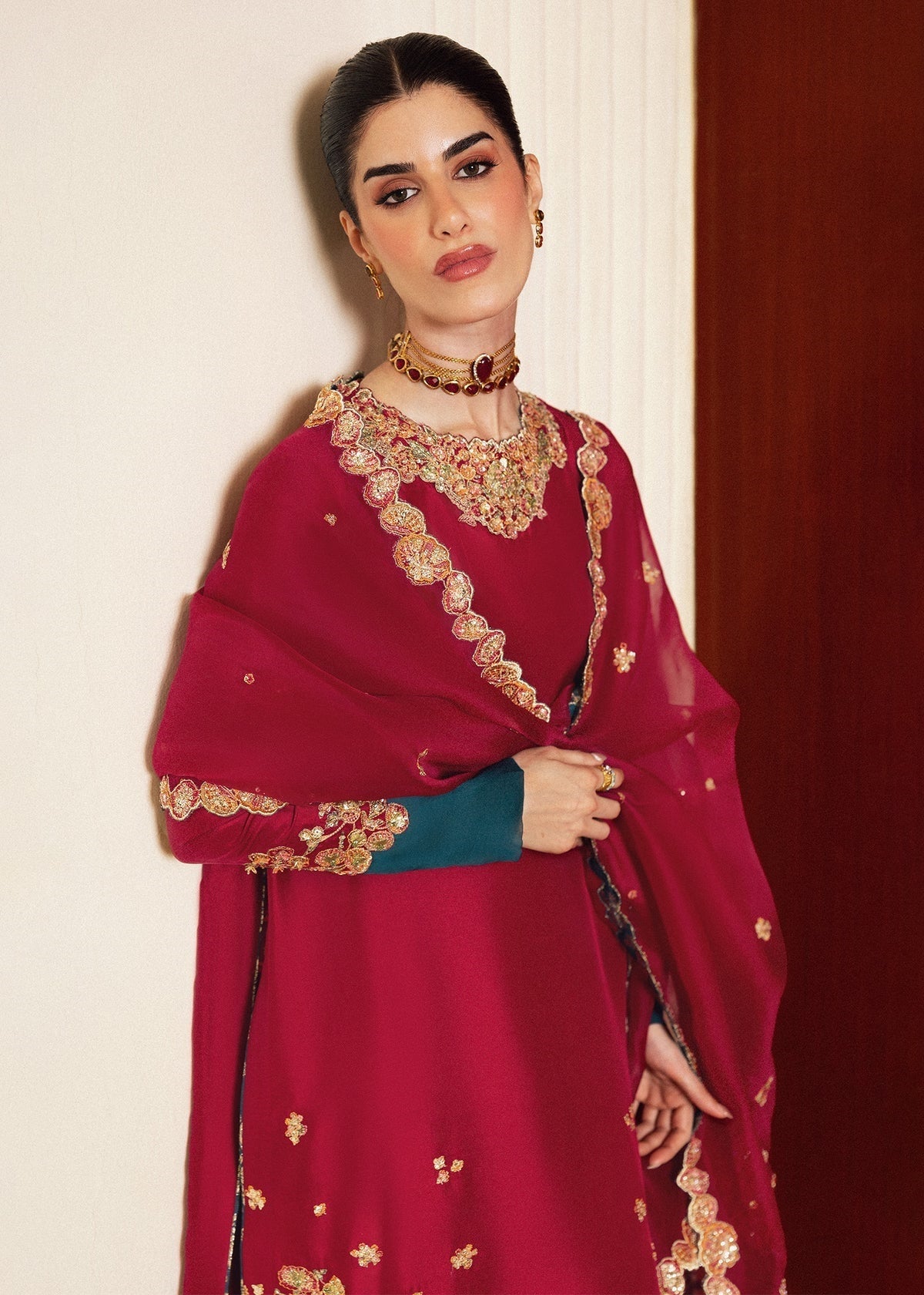 Hussain Rehar Luniere Luxury Raw Silk Embroidered 3Pc Unstitched Suit