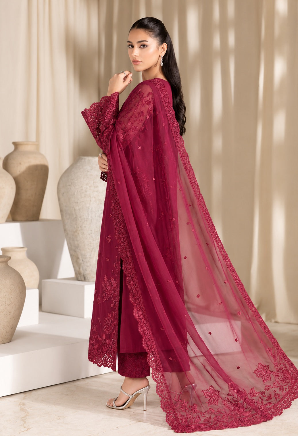 Azure Luxury Chiffon Embroidered Unstitched 3PC Suit
