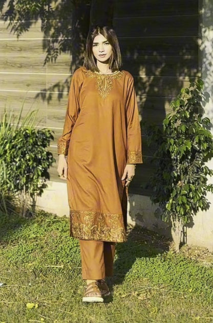 Zarqa - Stitched 2PC Dhanak Embroidered