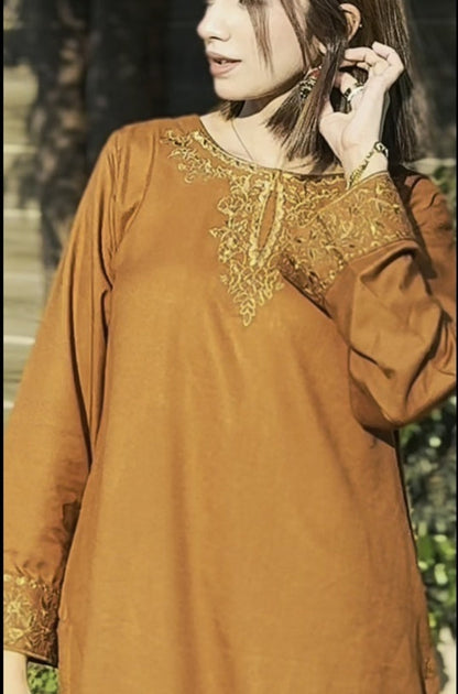 Zarqa - Stitched 2PC Dhanak Embroidered