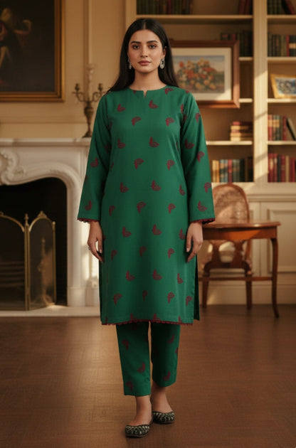 Heer - Stitched 2PC Dhanak Embroidered