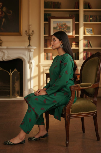 Heer - Stitched 2PC Dhanak Embroidered
