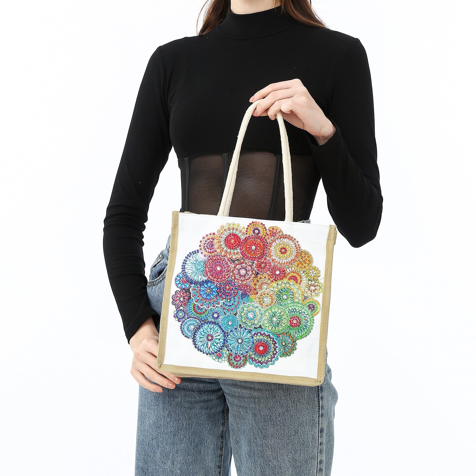 5d Diamond Painting Stick-on Crystals Bright Crystal Tote Bag