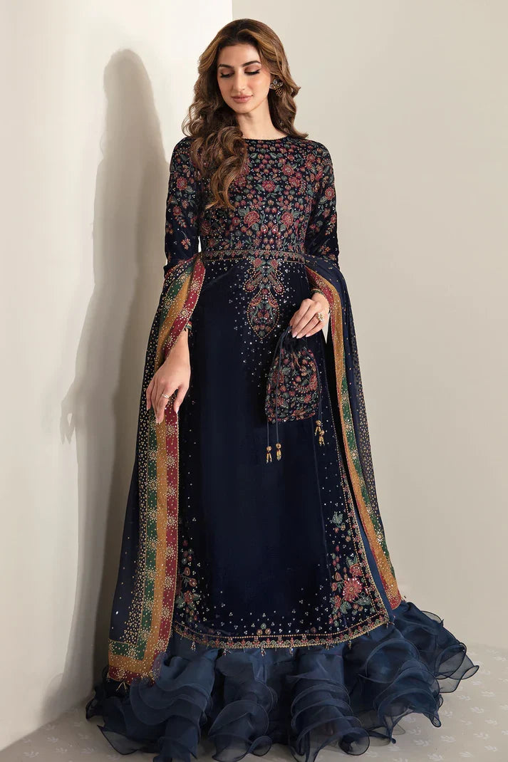 Jazmine Embroidered Velvet Formal Unstitched 3 Pieces Luxury Velvet Collection