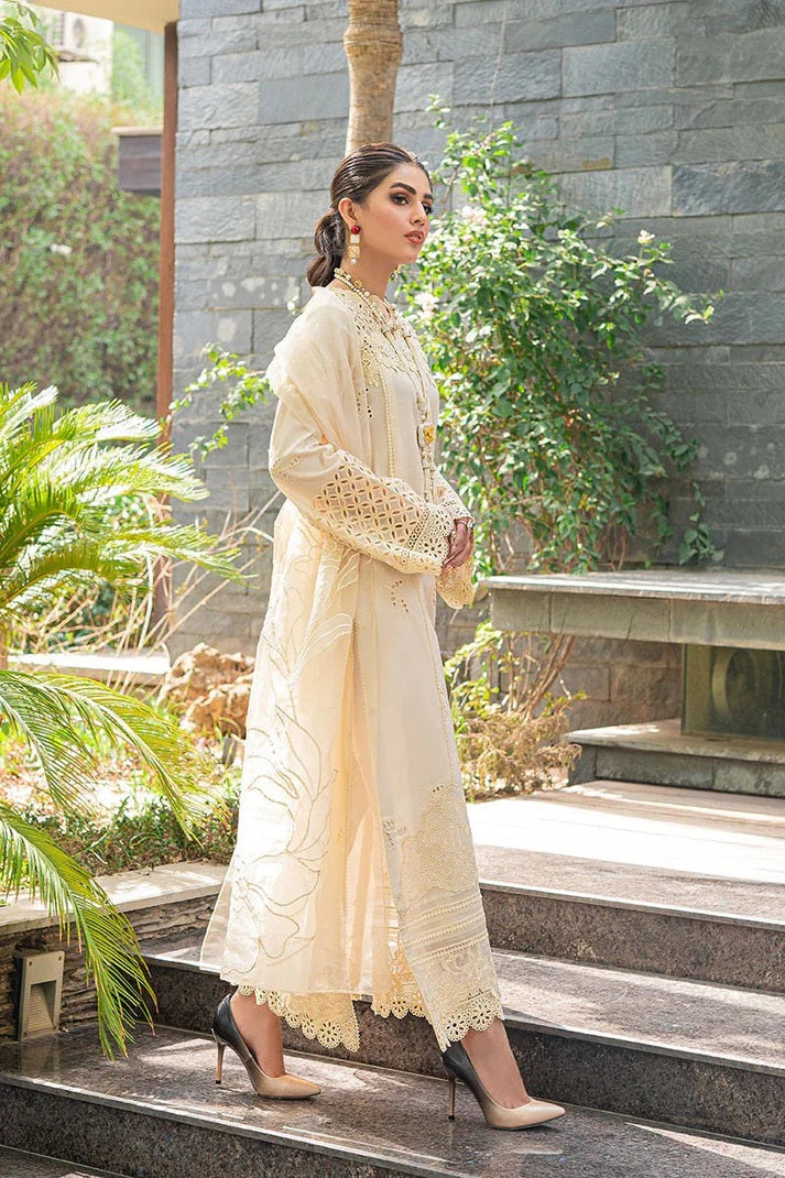 Mushq - Luxury Lawn Embroidered 3 Piece Unstitched - cream blush