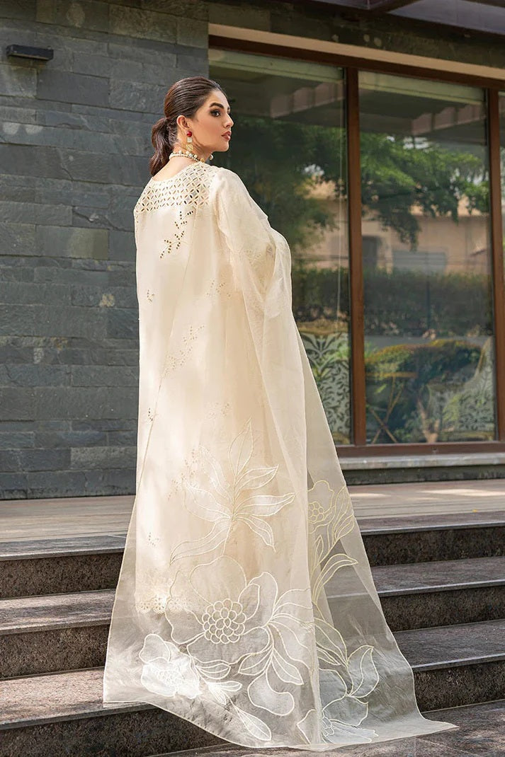 Mushq - Luxury Lawn Embroidered 3 Piece Unstitched - cream blush