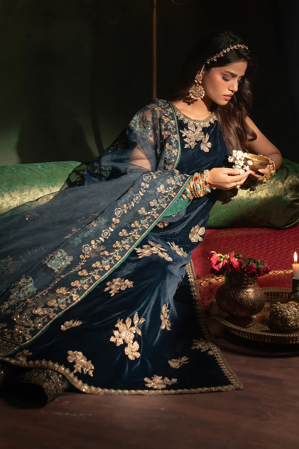 Iznik Micro Velvet Embroidered Suits Unstitched