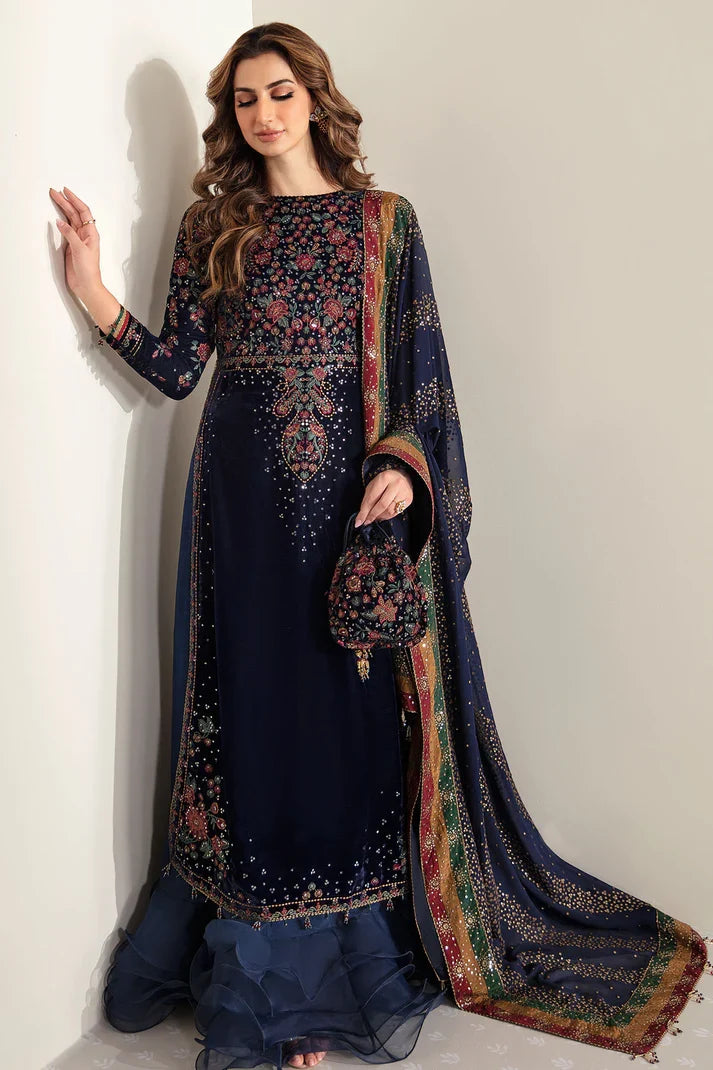 Jazmine Embroidered Velvet Formal Unstitched 3 Pieces Luxury Velvet Collection