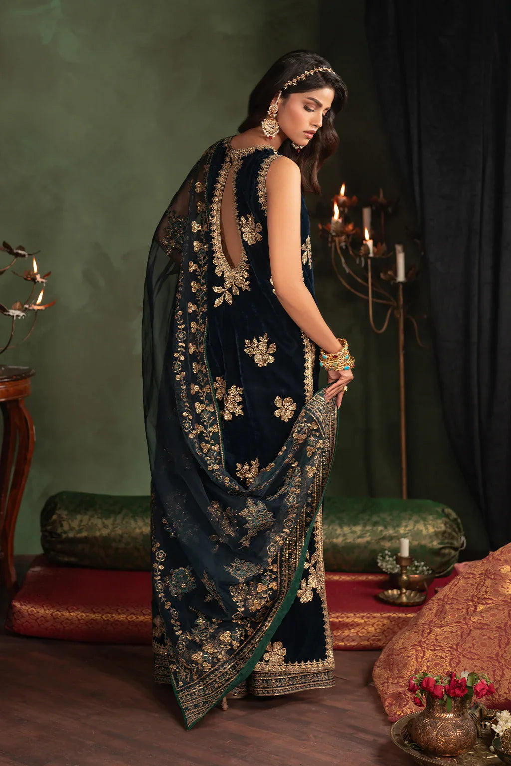 Iznik Micro Velvet Embroidered Suits Unstitched