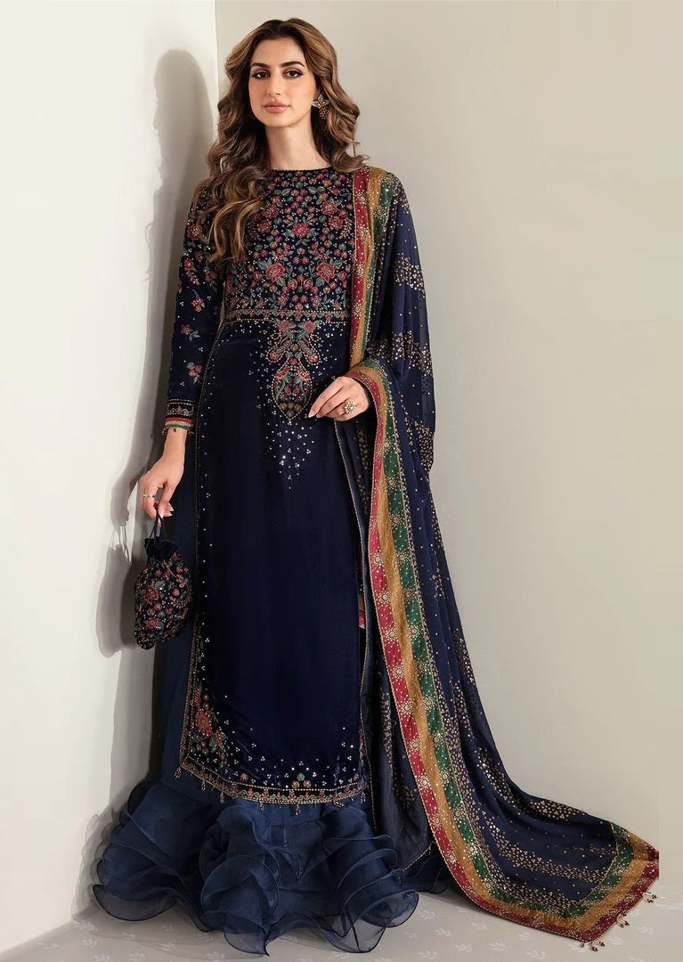 Jazmine Embroidered Velvet Formal Unstitched 3 Pieces Luxury Velvet Collection