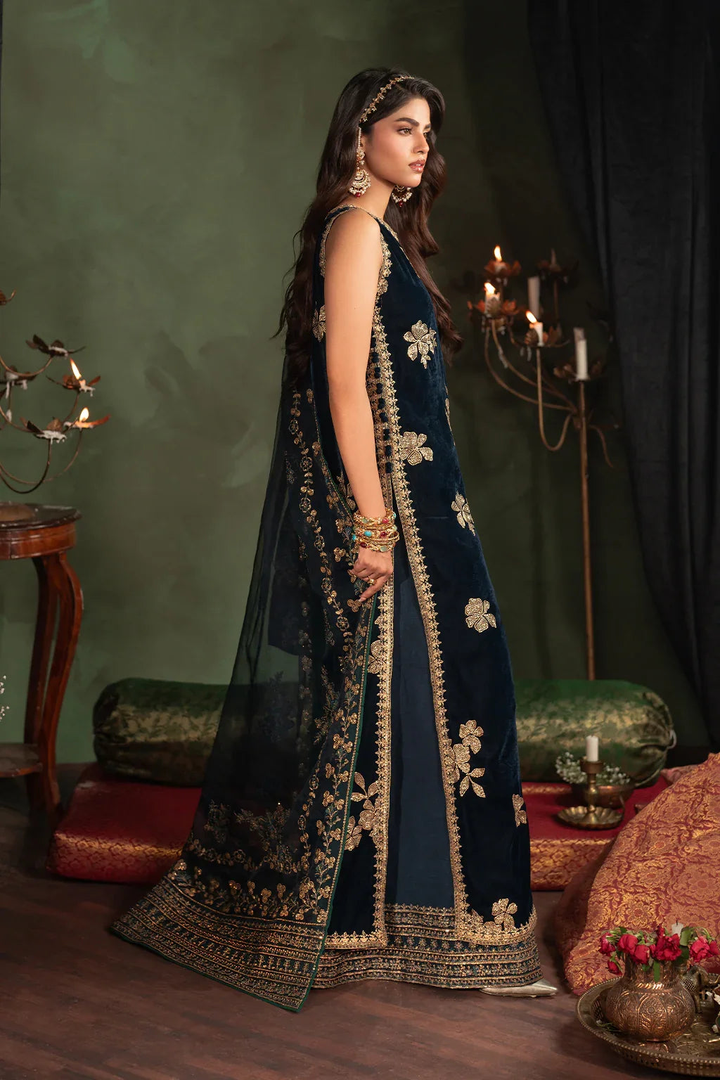 Iznik Micro Velvet Embroidered Suits Unstitched