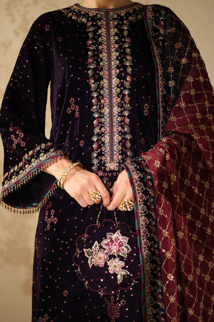 Baroque Velvet Embroidered 3 Piece Unstitched