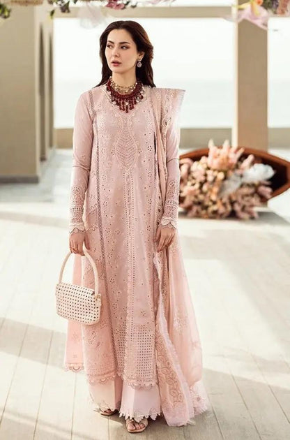 3PC Lawn Embroidered Shirt with Embroidered Slub Net Dupatta (Unstitched)