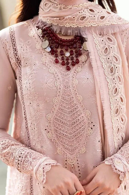 3PC Lawn Embroidered Shirt with Embroidered Slub Net Dupatta (Unstitched)