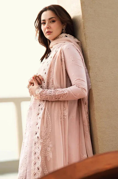 3PC Lawn Embroidered Shirt with Embroidered Slub Net Dupatta (Unstitched)