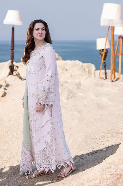 3PC Unstitched Lawn Chicken Kari Embroidered Shirt with Embroidered Slub Net Dupatta