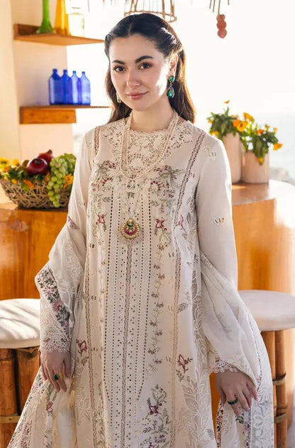 3PC Unstitched Lawn Heavy Embroidered Shirt with Printed Slub Net Dupatta
