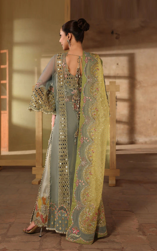 Crimson JHALAK Luxury Organza Embroidered 3Pc Unstitched Suit