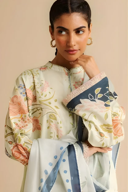 Coco by Zara Shah Jahan - 3PC Banadora Lawn Printed Shirt with Printed Voil Dupatta (Unstitched)