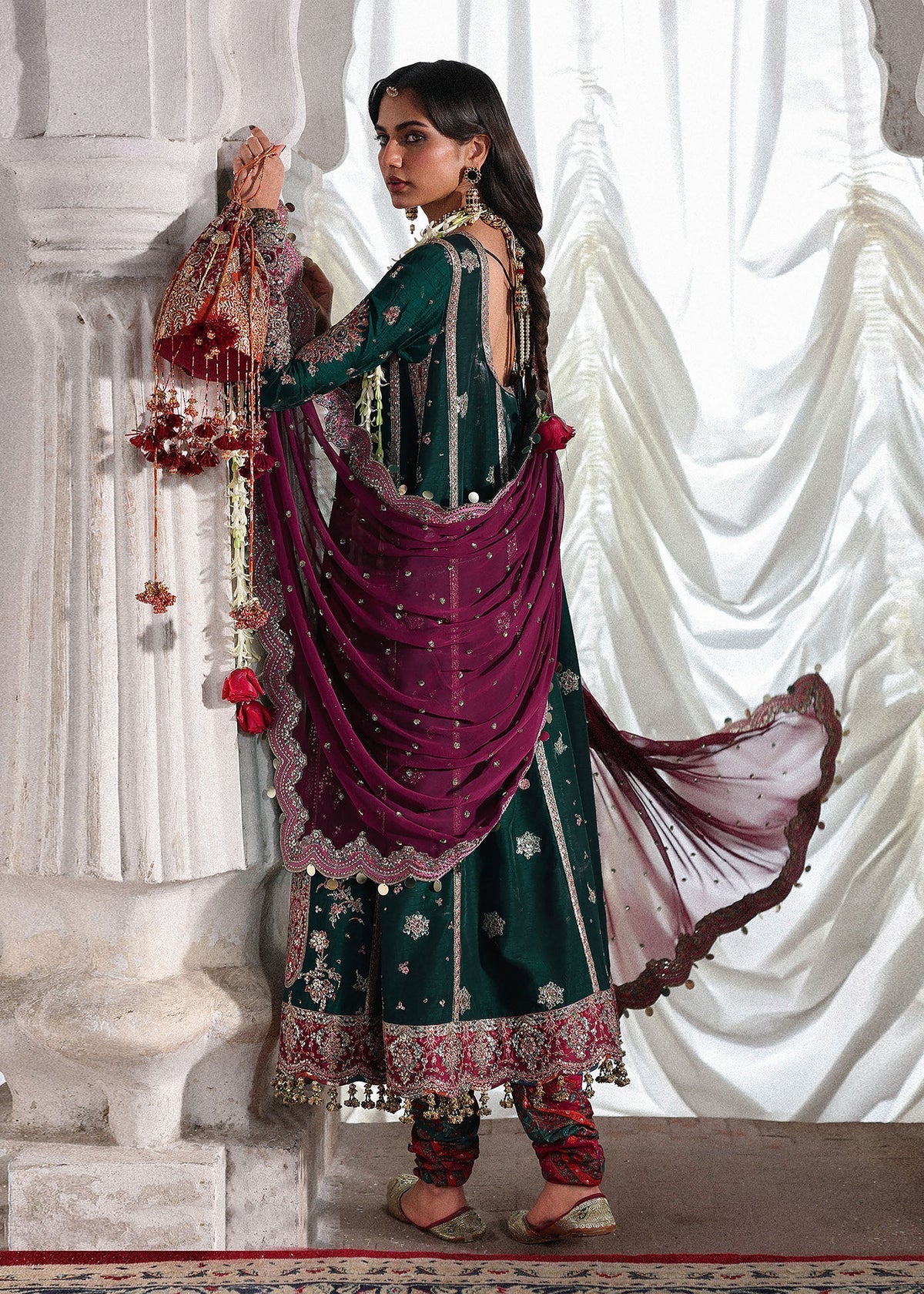 Hussain Rehar Luxury Raw Silk Embroidered 3Pc Unstitched Suit Morni
