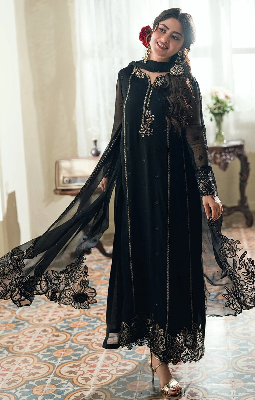 Azure Nightingale Luxury Chiffon Embroidered 3Pc Unstitched Suit