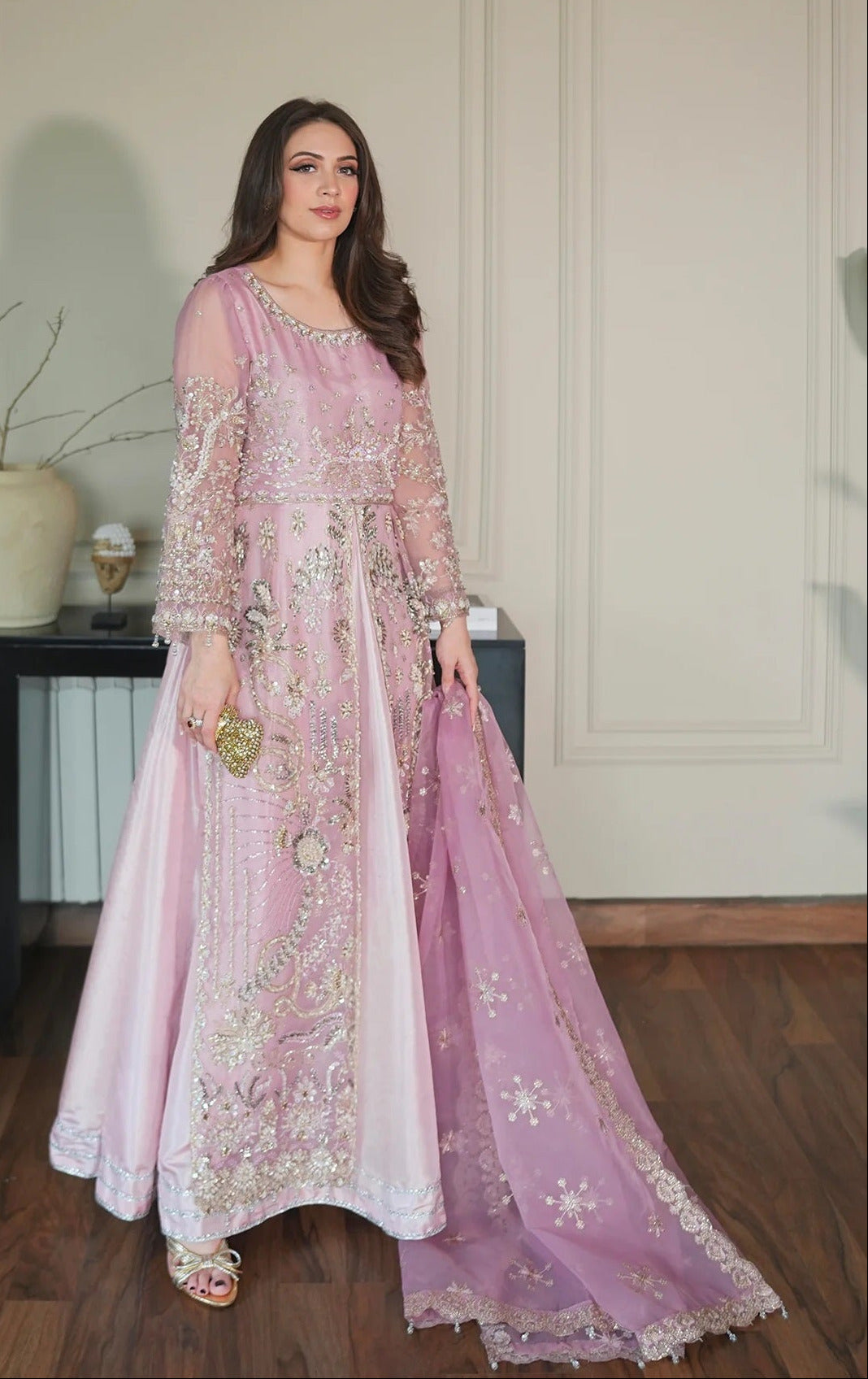 Emran Kashif Luxury Organza Embroidered 3Pc Unstitched Suit - Petal Grace