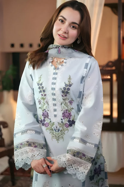 Jade - 3PC Lawn Embroidered Shirt with Printed Chiffon Dupatta (Unstitched)