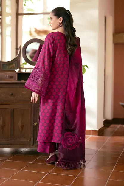 Baroque - 3PC Khaddar Digital Printed Shirt with Khaddar Printed Shawl (Unstitched)