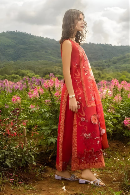 Mushq - 3PC Lawn Embroidered Shirt with Printed Silk Dupatta (Unstitched)